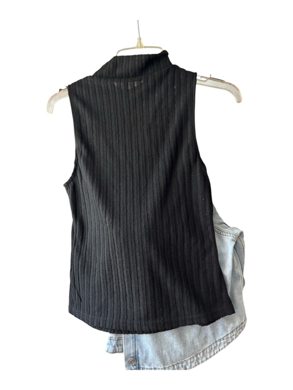 SHEIN Black Ribbed Mock Neck Tank Top
